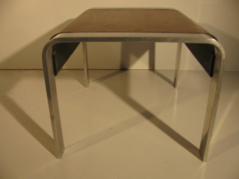 Mid-Century Modern Extruded Aluminum Table with Bent Wood In Good Condition In Port Jervis, NY
