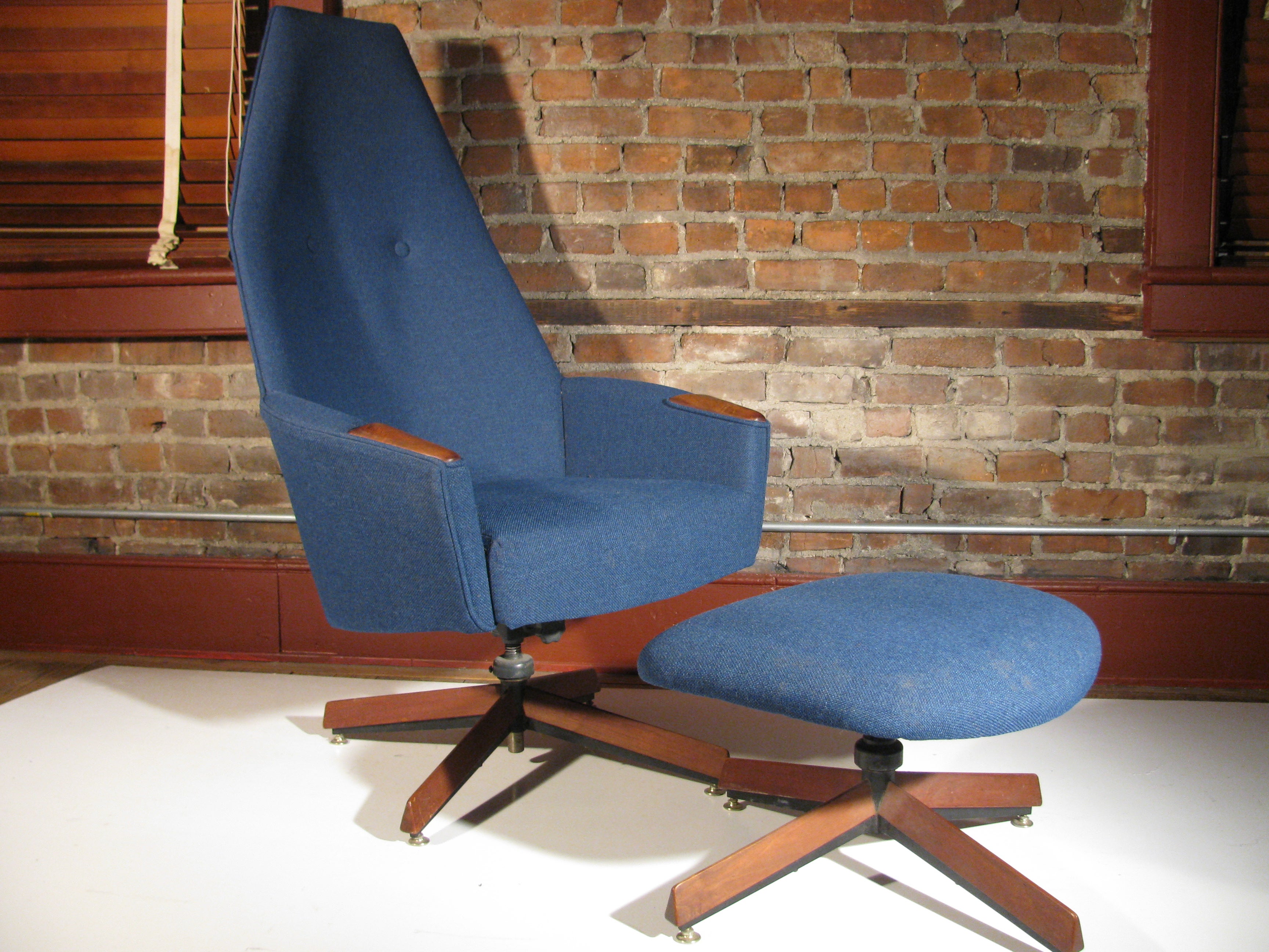 Mid-Century Modern Adrian Pearsall Highback Lounge Chair with Ottoman