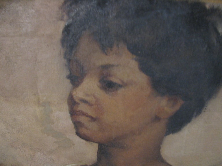Toile Portrait de nu du milieu du siècle, huile sur toile de l'artiste américaine Jane White en vente