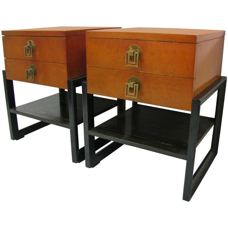 MidCentury Birds Eye Maple Renzo Rutili Night Tables or Stands For