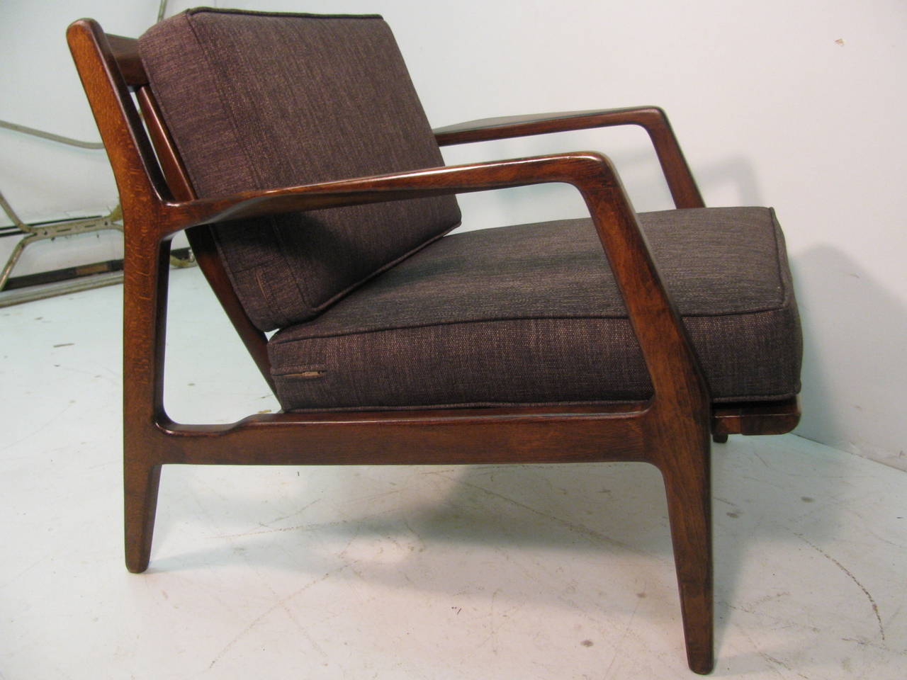 Walnut Pair of Danish Modern Lounge Chairs by Ib Kofod-Larsen