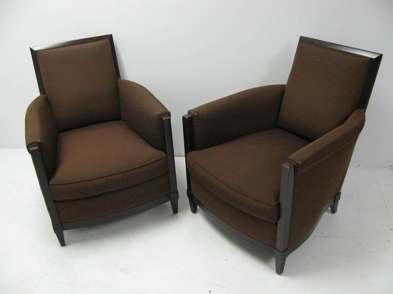 American Pair of Bergeres / Armchairs in the manner of Jean Michel Frank