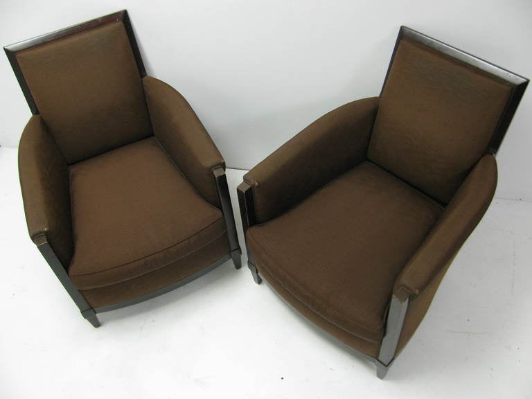 Pair of Bergeres / Armchairs in the manner of Jean Michel Frank 2