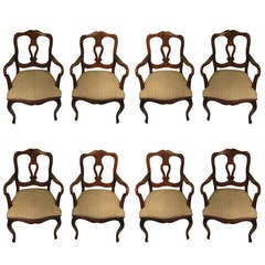 Set Of Eight French Provincial Dining Arm Chairs By Cassard Romano