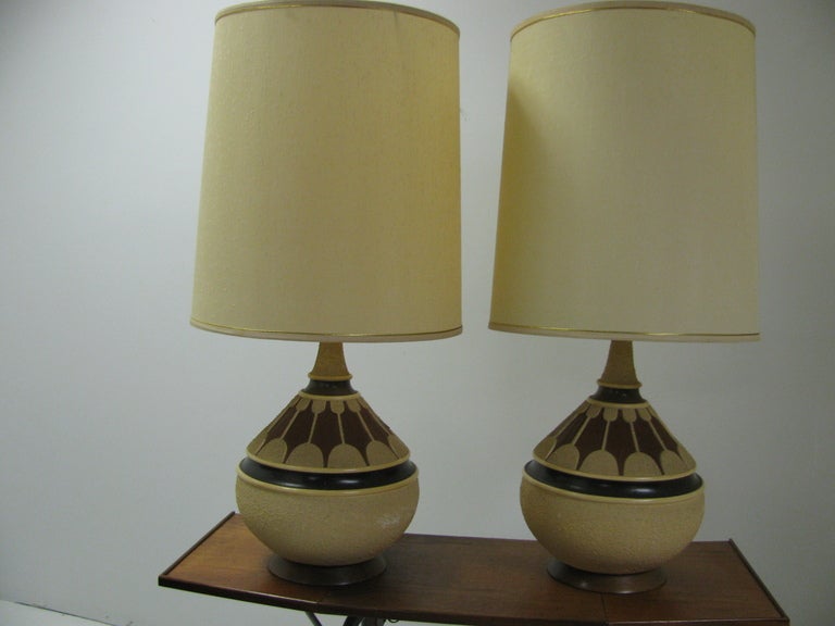 Mid-Century Modern Pair of Large Mid Century Danish Style Ceramic Table Lamps