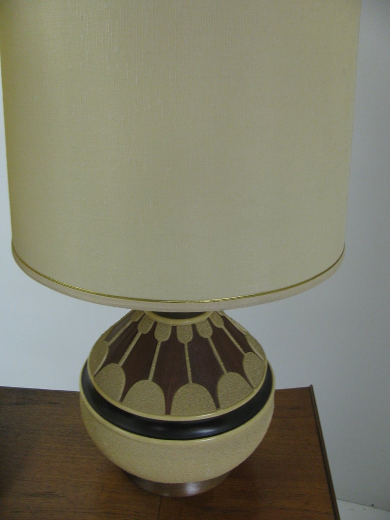 American Pair of Large Mid Century Danish Style Ceramic Table Lamps