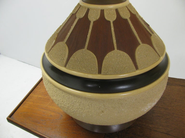 Pair of Large Mid Century Danish Style Ceramic Table Lamps In Good Condition In Port Jervis, NY