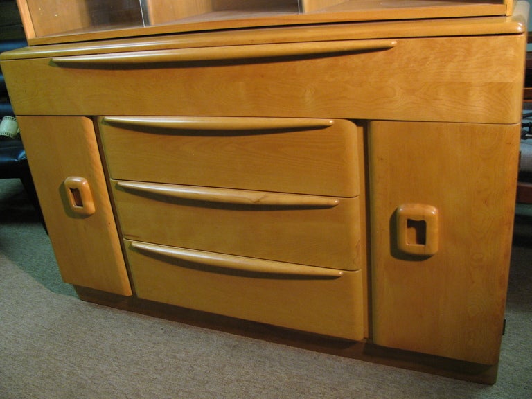 Art Deco Gilbert Rohde Inspired Heywood Wakefield Credenza with Glass Top Cabinet