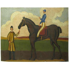 Folk Art Painting "Jockey" by Karl Mann Associates