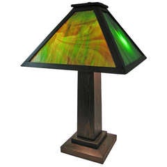 Arts & Crafts Adirondacks Slag Glass Table Lamp