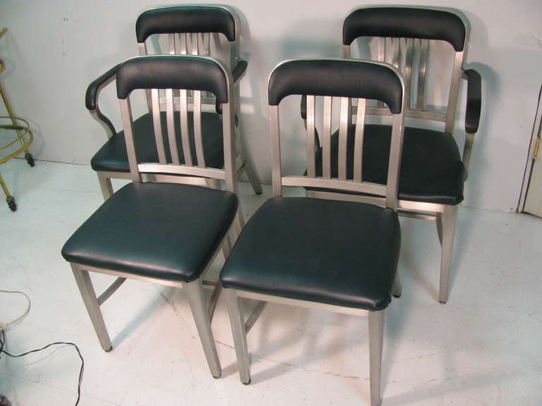 Industrial Good Form Set of Four Aluminum Slat Back Chairs