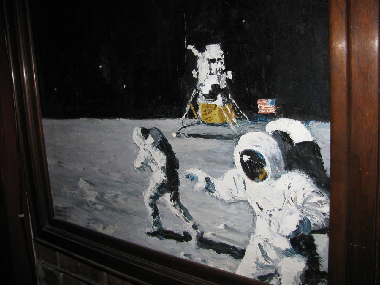 Acrylic Historic Lunar Landing Painting by Caulton Waugh, 1969