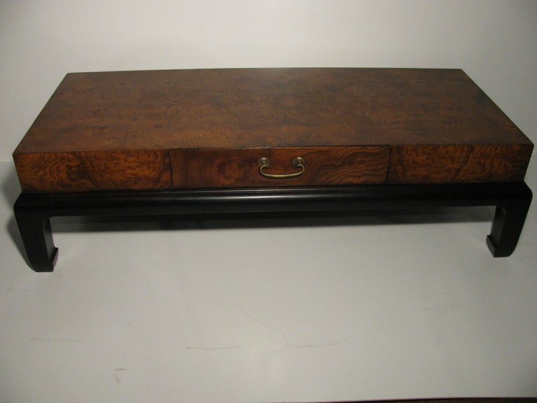 American Chinese Chippendale Burled Wood Cocktail / Coffee Table Manner Of Robsjohn - Gibbings