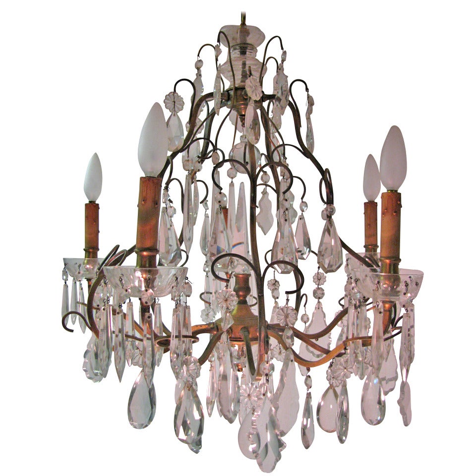 Louis XV Style Brass with Crystal Chandelier Style of Maison Jansen