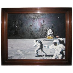Historic Lunar Landing Painting by Caulton Waugh, 1969