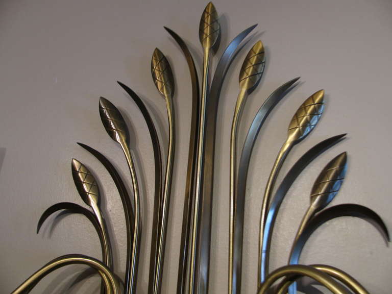 Large Classical Mid Century Brass Sconce Style of Tommi Parzinger In Good Condition For Sale In Port Jervis, NY