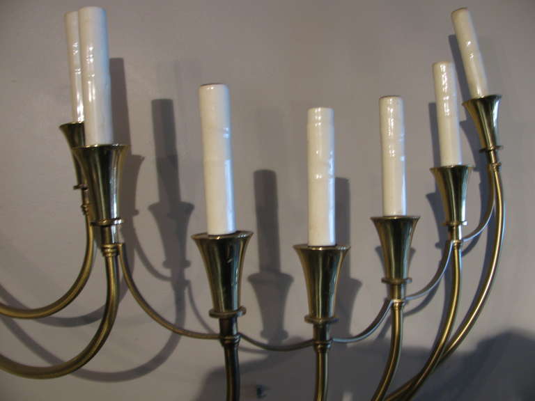 Mid-20th Century Large Classical Mid Century Brass Sconce Style of Tommi Parzinger For Sale