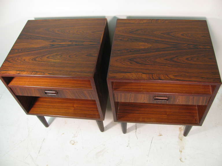 Pair of Danish Modern Rosewood Night Tables By Falster 5