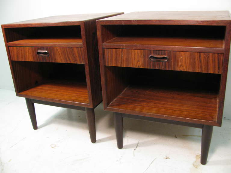 Pair of Danish Modern Rosewood Night Tables By Falster 3