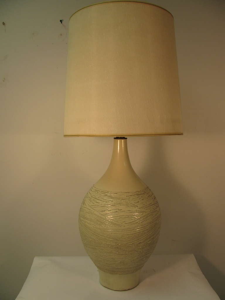 Mid Century Hand Thrown Glazed Stoneware Lamp