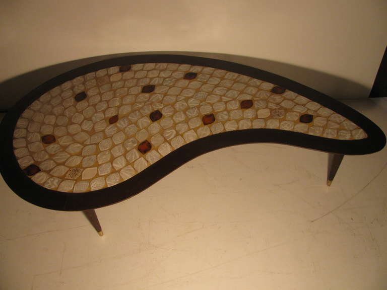 mid century modern kidney shaped coffee table