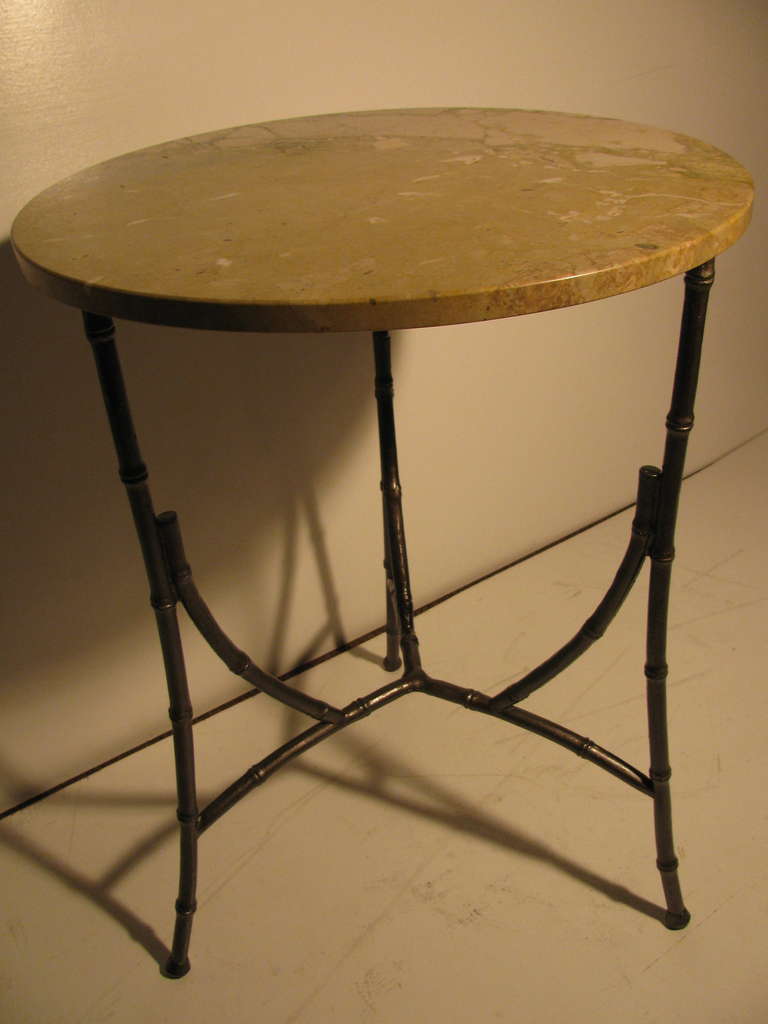 Aluminum Faux Bamboo Marbletop Cafe Table
