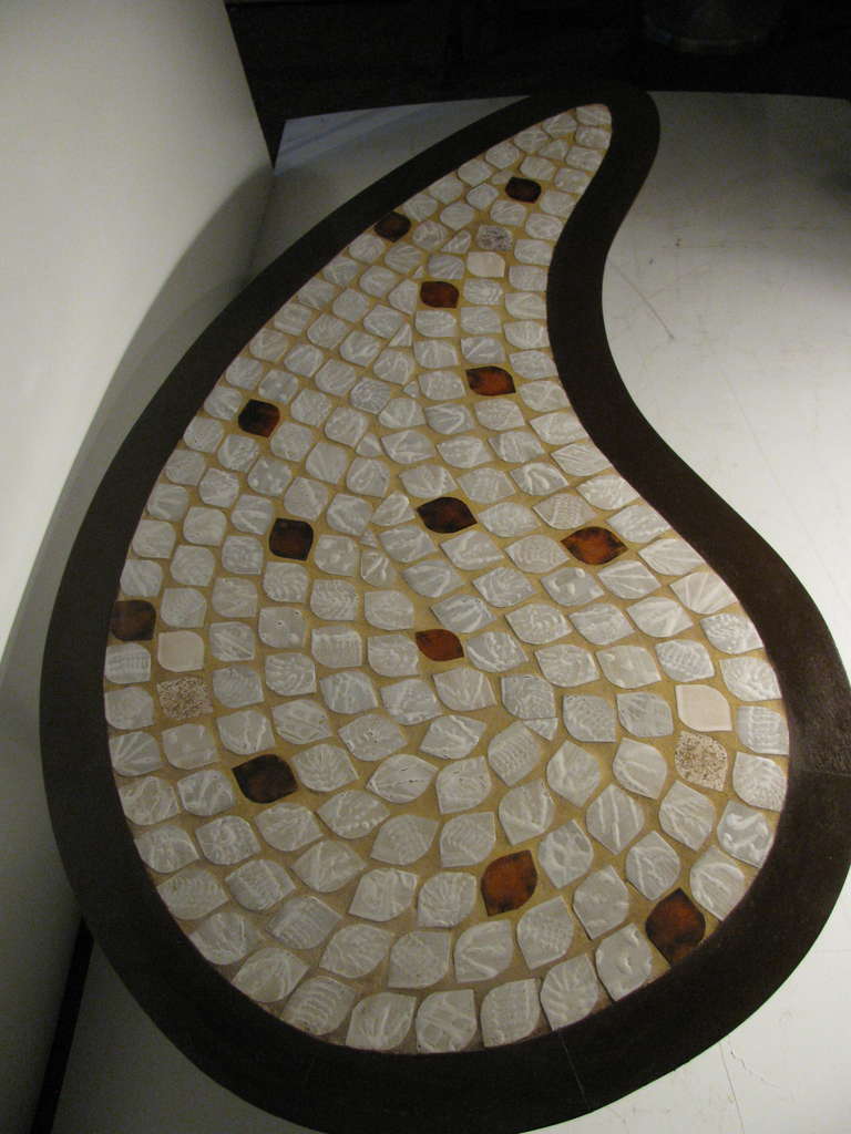 American Mid-Century Modern Kidney Shaped Tile Top Cocktail Table by Hohenberg