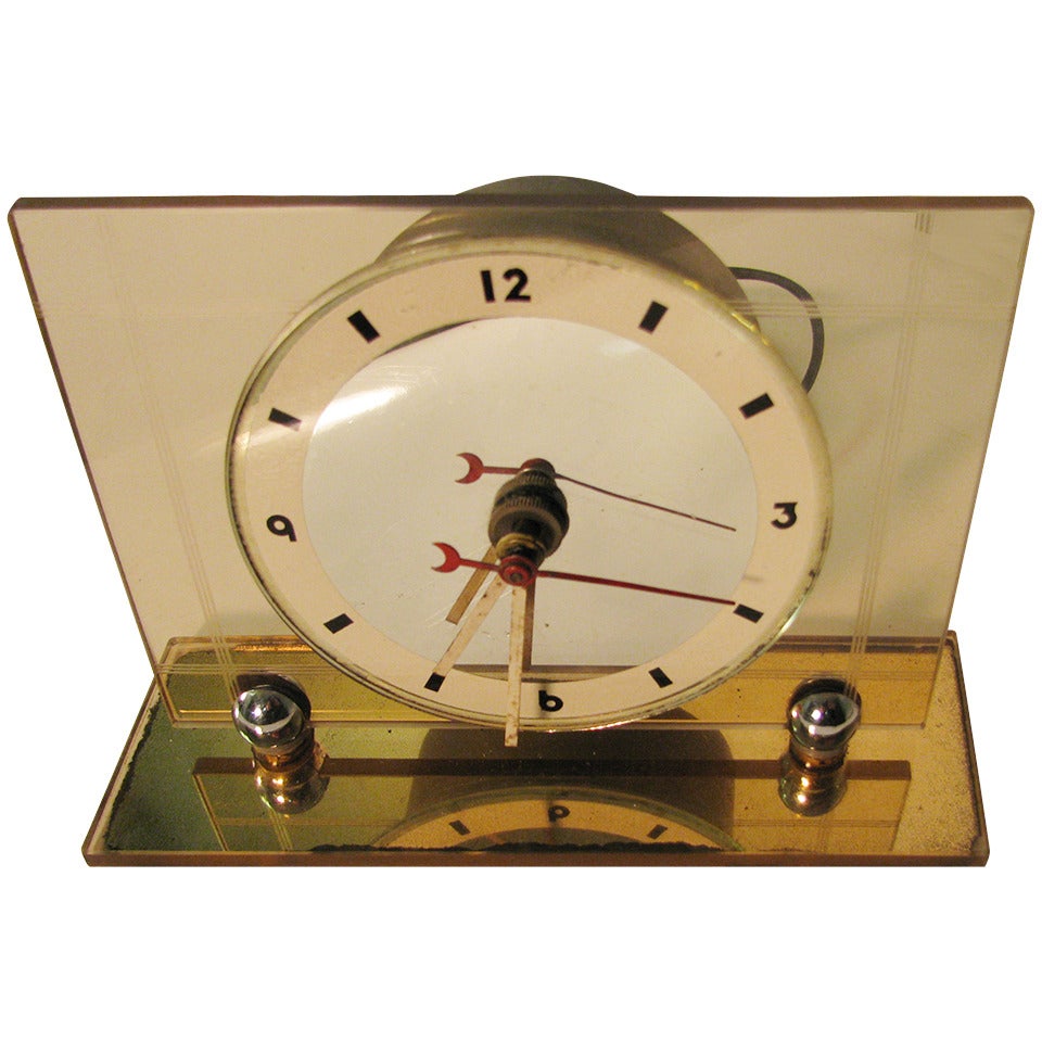 Art Deco Pink Champagne Glass Mantel Clock