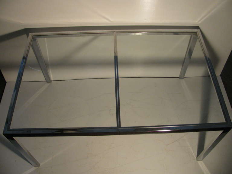 Mid-Century Modern Milo Baughman Nickel Chrome Dining Table - Desk