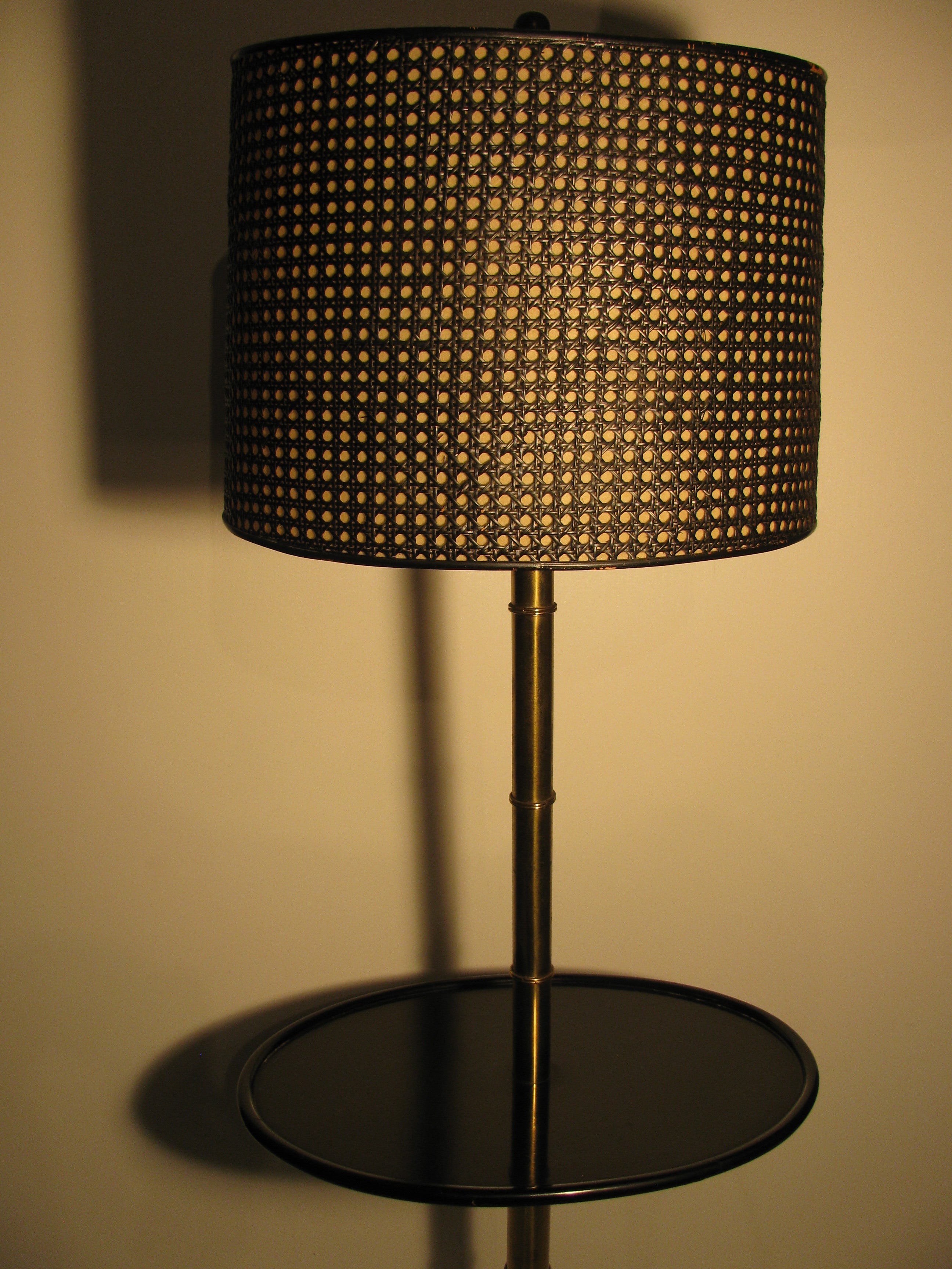 Fabulous Faux Bamboo Floor Lamp with Black Lacquer Table