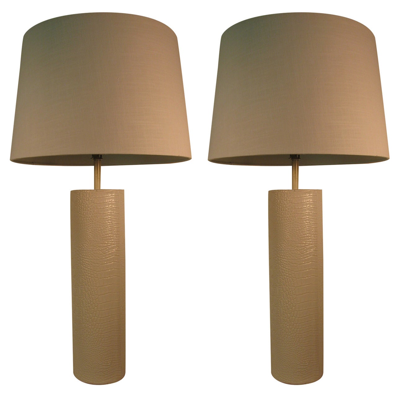 Pair of Mid-Century Modern Faux Crocodile Table Lamps For Sale