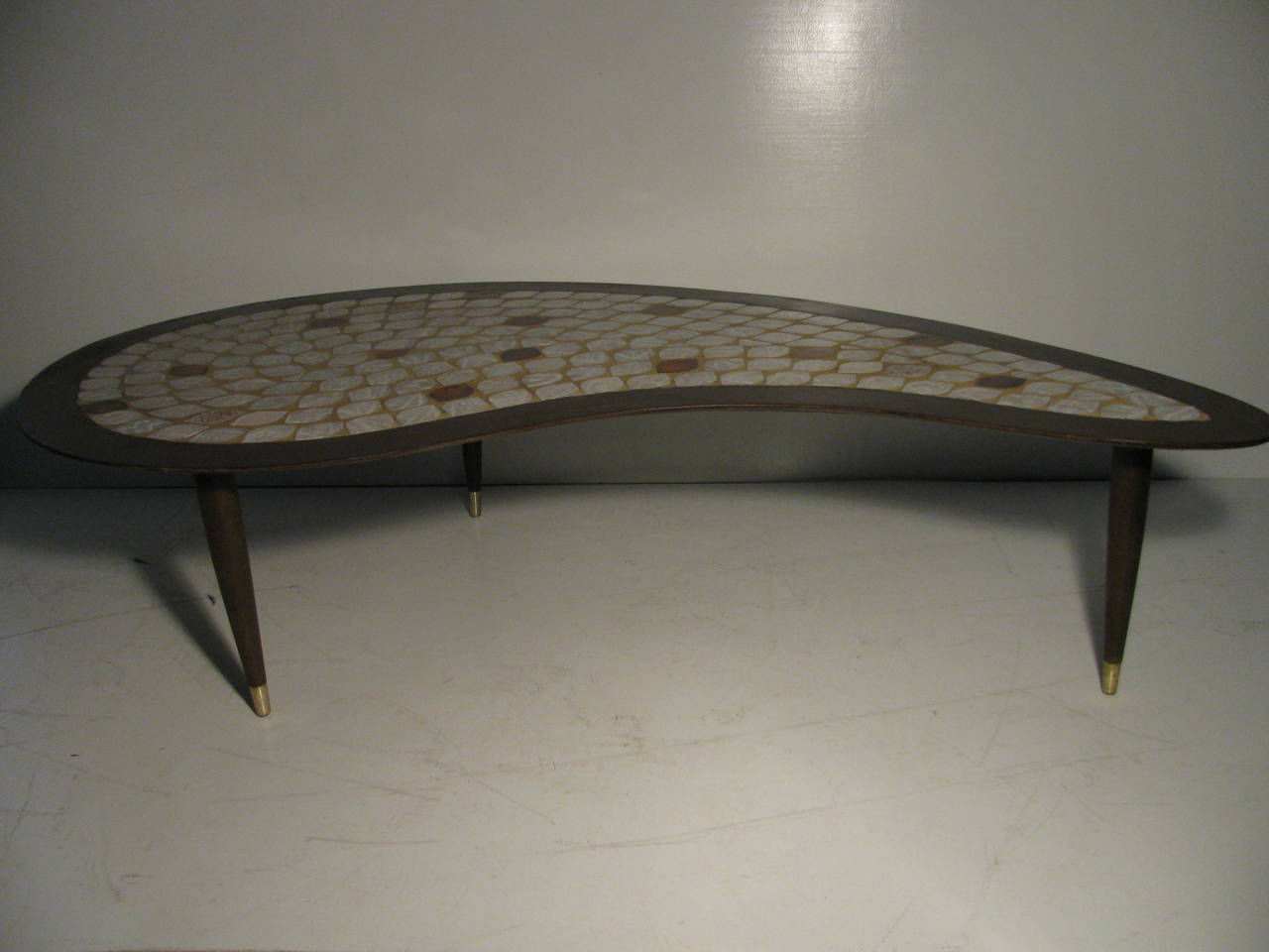 Mosaic Mid-Century Modern Kidney Shaped Tile Top Cocktail Table by Hohenberg