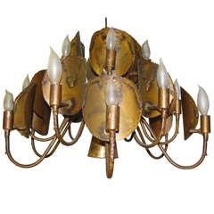 Brutalist Mid Century Chandelier In The Manner Of Curtis Jere 1