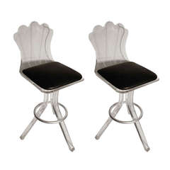 Pair Of Mid Century Lucite Bar Stools 6