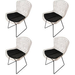 Set of Four Original Harry Bertoia Knoll Wire Chairs