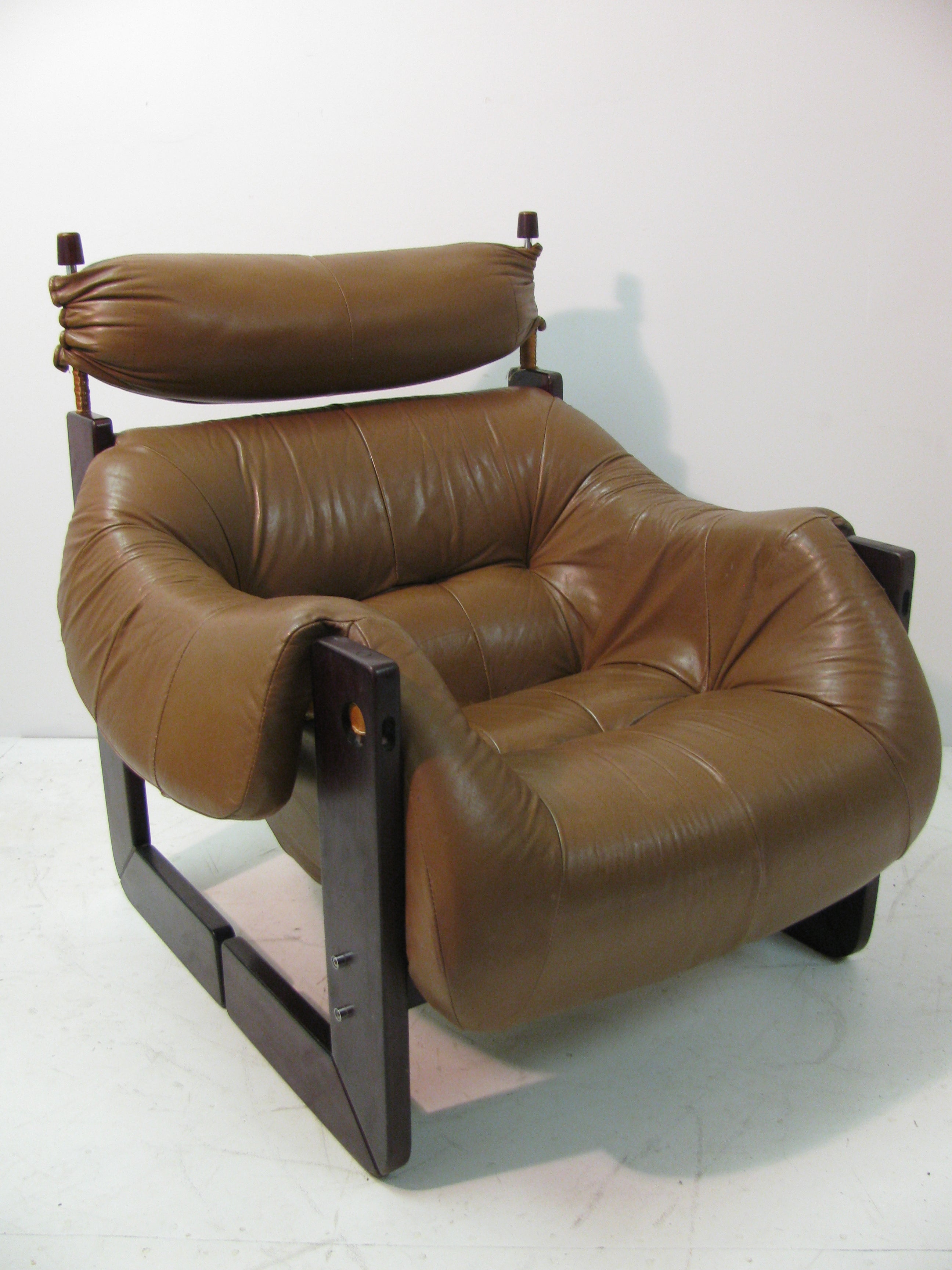 Pair of Midcentury Rosewood  And Leather Lounge Chairs by Percival Lafer