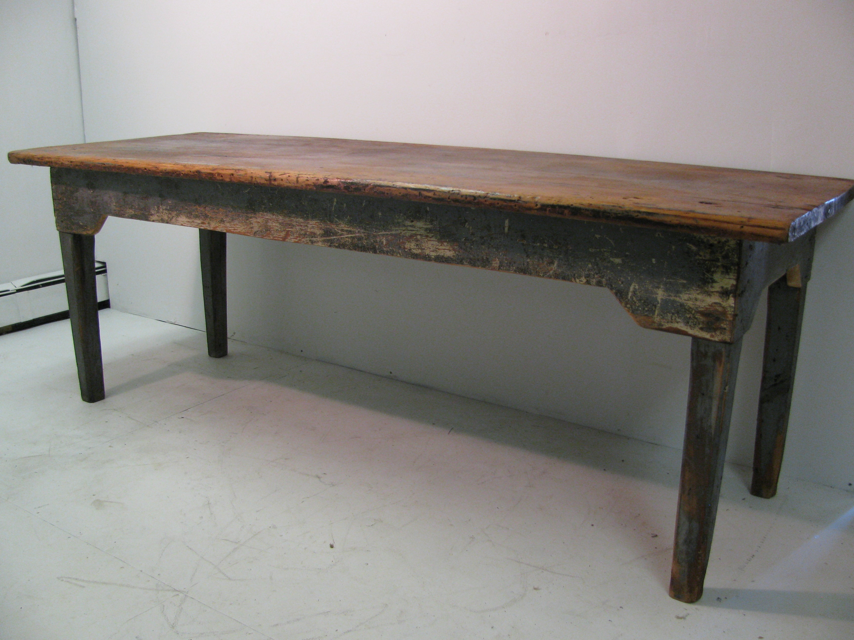 19th c. New York State Pine Farm Dining Table