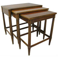 Neoclassical Walnut Set Of Three Nesting Tables Style Of Robsjohn Gibbings 10