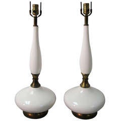 Pair Of Mid Century Porcelain Lamps