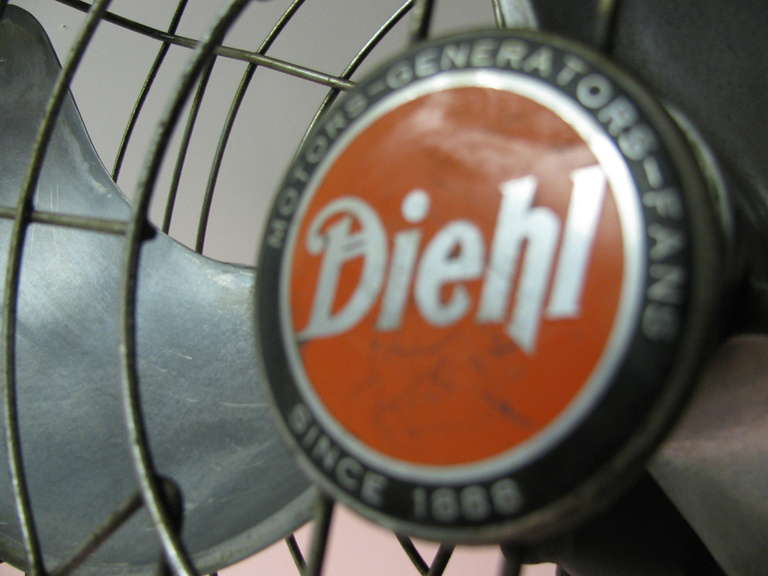 Mid Century Art Deco Industrial Floor Fan by Diehl In Good Condition In Port Jervis, NY