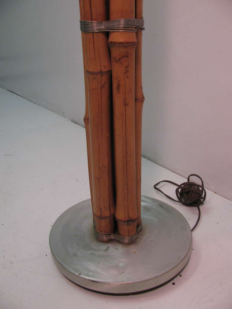 Mid-20th Century Mid Century Bamboo and Aluminum Floor Lamp Torchiere by Russel Wright