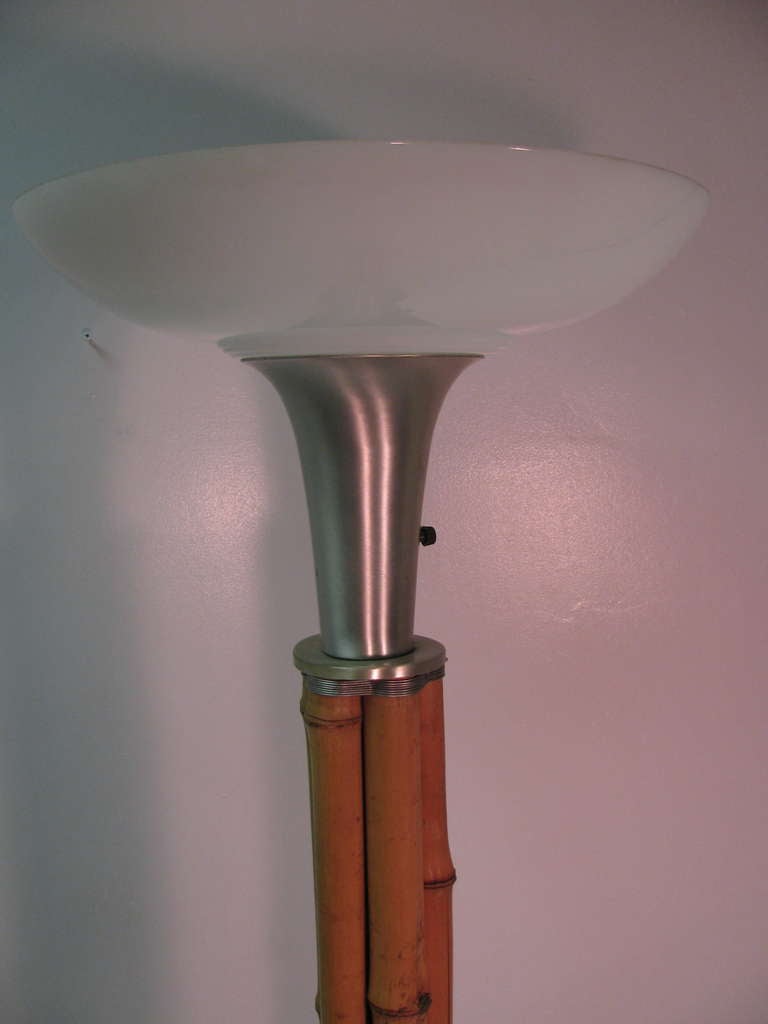 Mid-Century Modern Mid Century Bamboo and Aluminum Floor Lamp Torchiere by Russel Wright