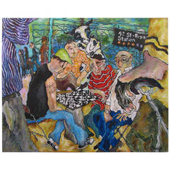 American Artist Barbara A.G. Riddle Acrylic on Canvas "Your Mooove"