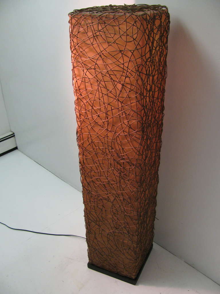 Mid-Century Modern Italian Sculptural Fiberglass with Rattan Floor Lamp In Good Condition For Sale In Port Jervis, NY
