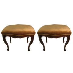 Antique Pair of Hand-Carved 19th Century French Ottomans