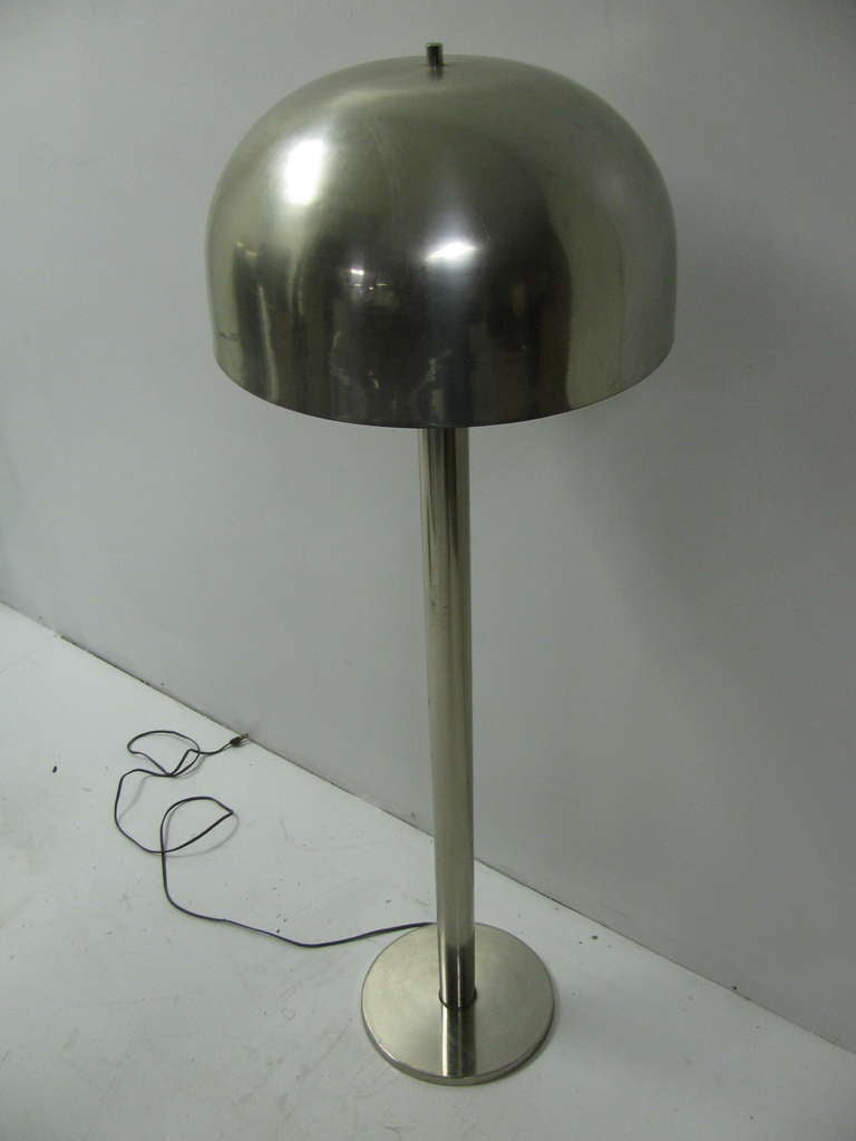Unique Nickel Chrome Reading Floor Lamp. Pure Late Sixties Styling.