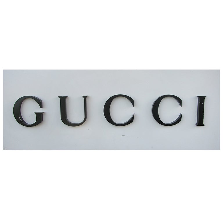 Vintage Gucci Metal Marquee Sign from a New York Store For Sale at 1stDibs