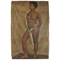 Nude Standing, Oil On Canvas By American Artist Jane White 3