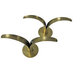 Pair of Polished Ystad Metal Brass Candleholders 2
