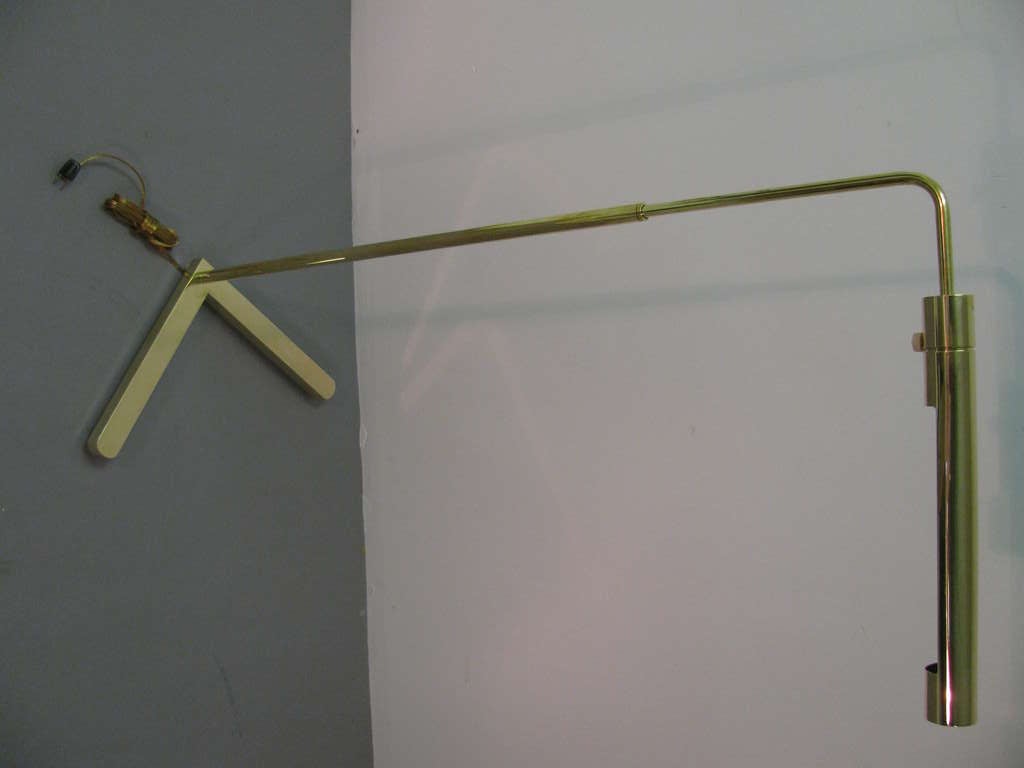 Casella Polished Brass Pharmacy / Reading Floor Lamp By Cedric Hartman